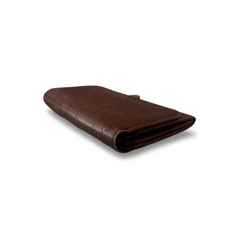 U by Ungaro Crocodile Embossed Leather Wallet - Brown/Burgundy